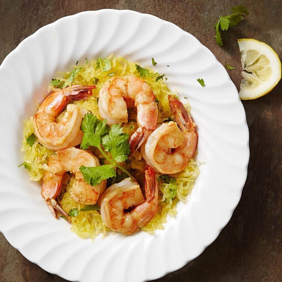 Garlic Shrimp with Cilantro Spaghetti Squash