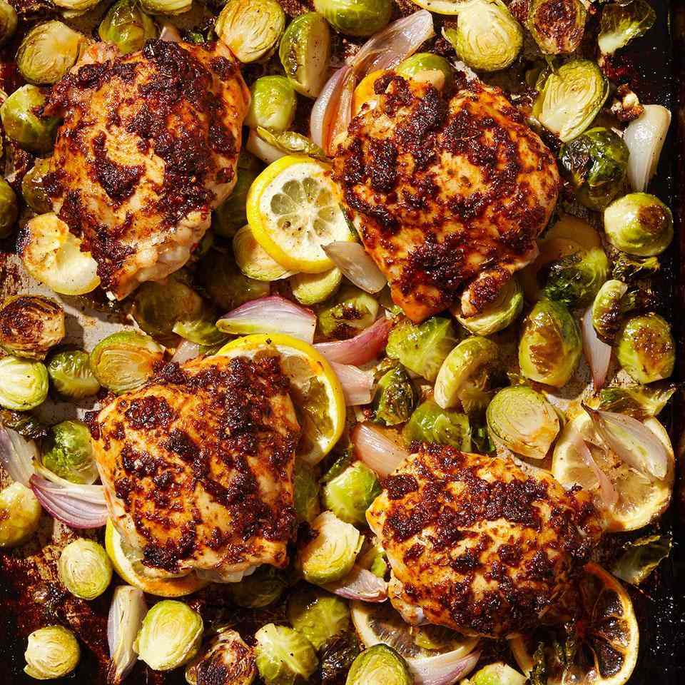 Paprika Chicken Thighs with Brussels Sprouts