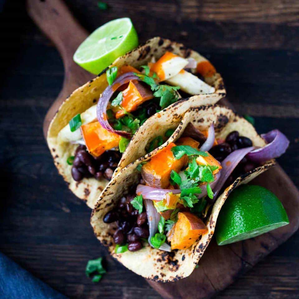 Roasted Vegetable & Black Bean Tacos