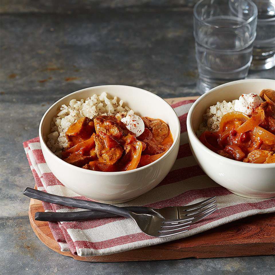 Pork Paprikash with Cauliflower Rice