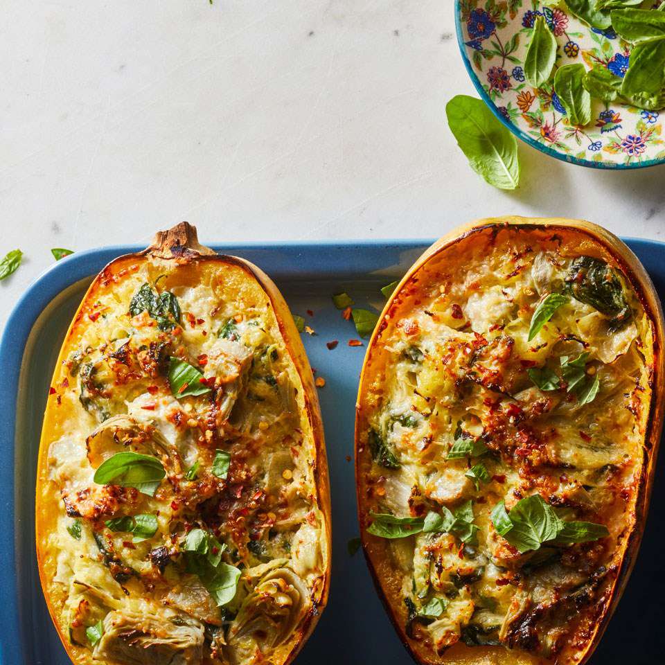 Cheesy Spinach-&-Artichoke Stuffed Spaghetti Squash