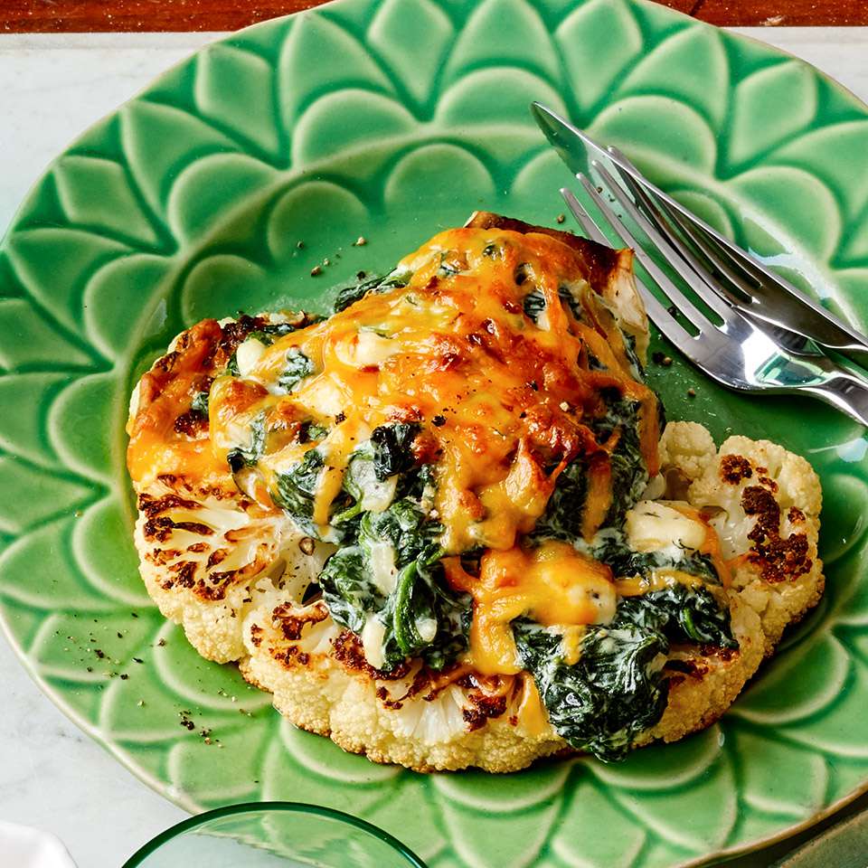 Roasted Cauliflower Steak & Spanakopita Melts