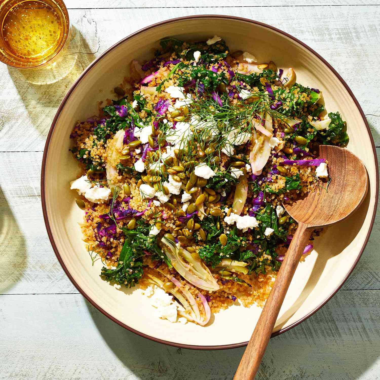 a recipe photo of the Baked Kale Salad with Crispy Quinoa