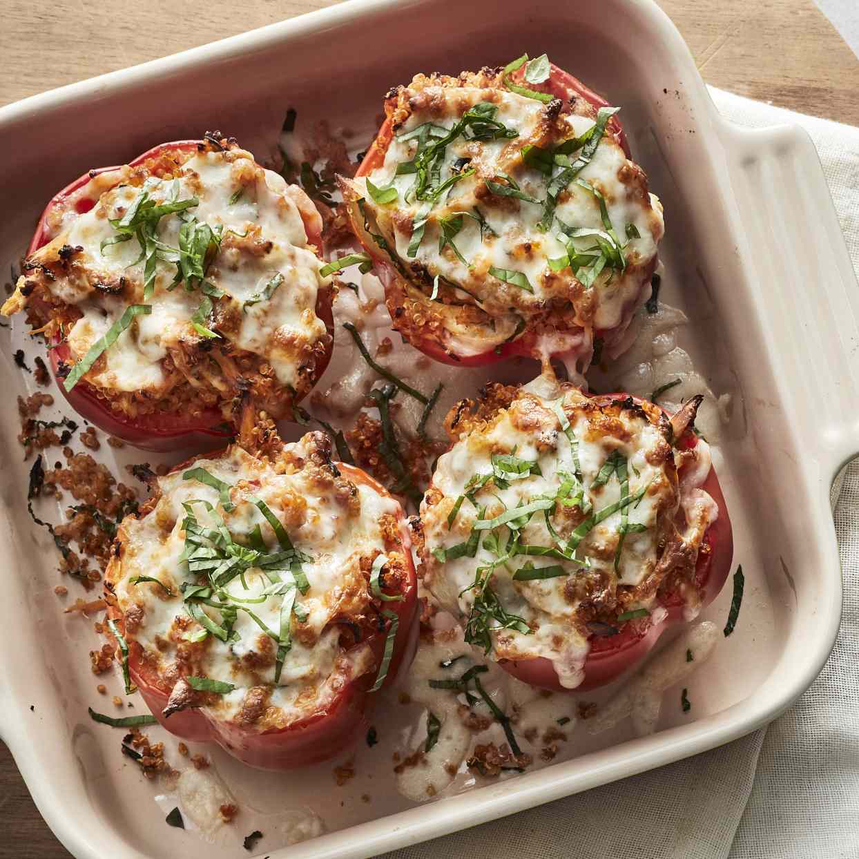 Chicken Parmesan & Quinoa Stuffed Peppers