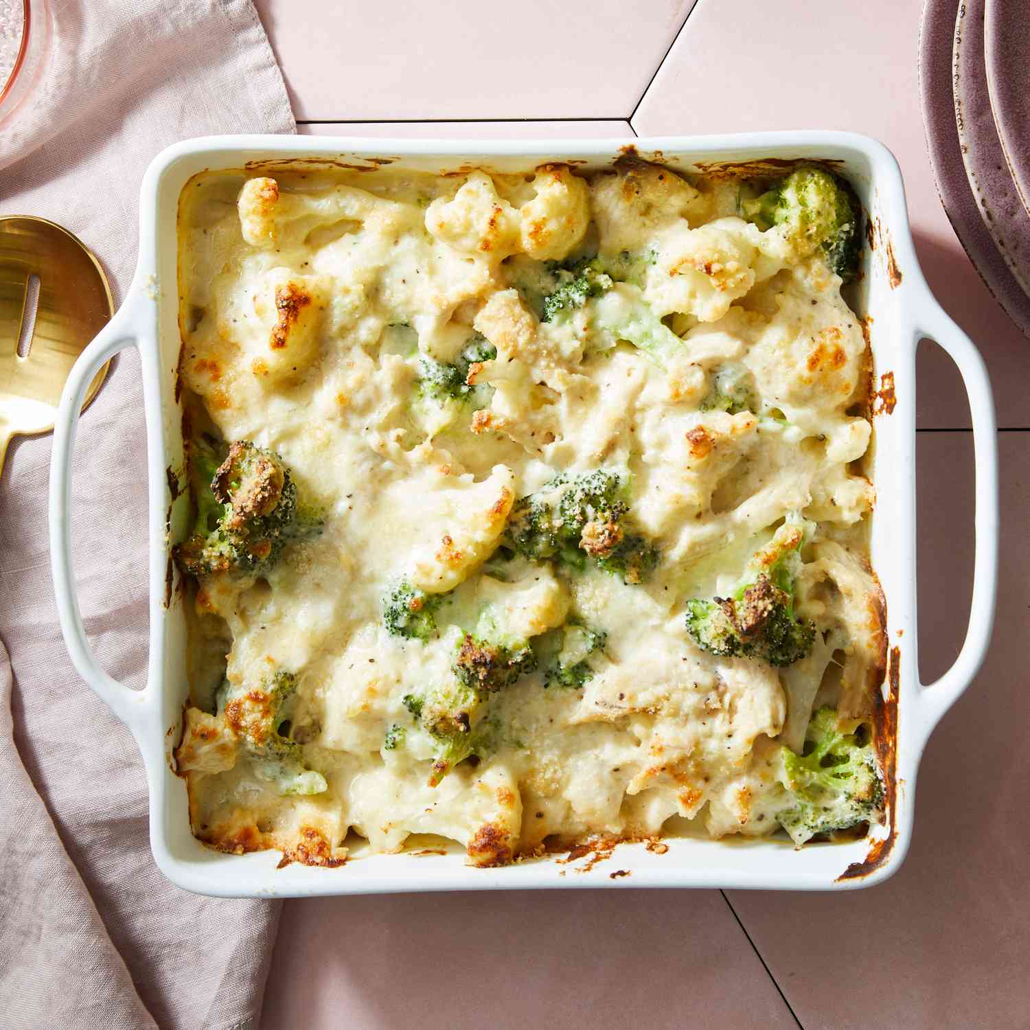 a recipe photo of the Creamy Broccoli-Cauliflower Chicken Casserole