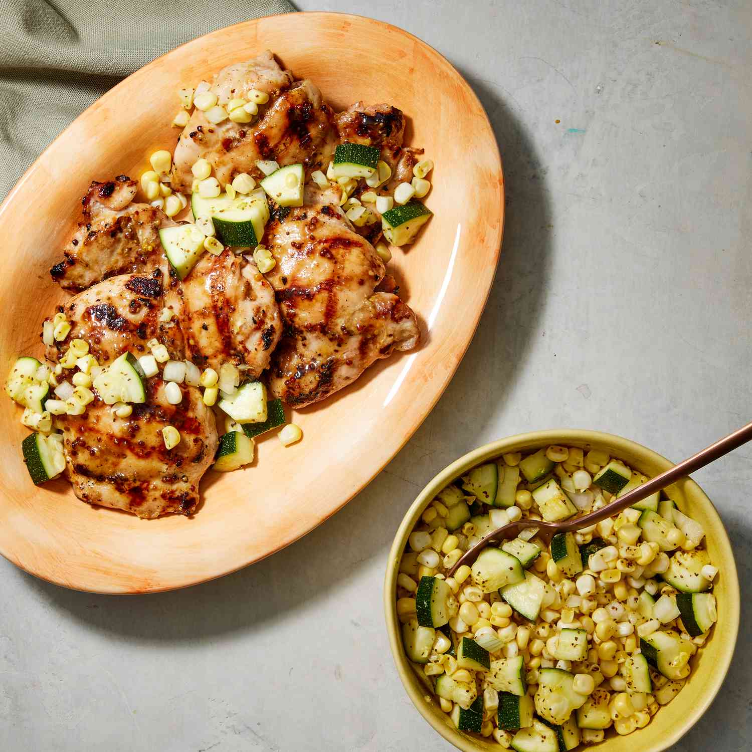 a recipe photo of the Grilled Honey Mustard Chicken with Zucchini-Corn Relish (sched for FRI)