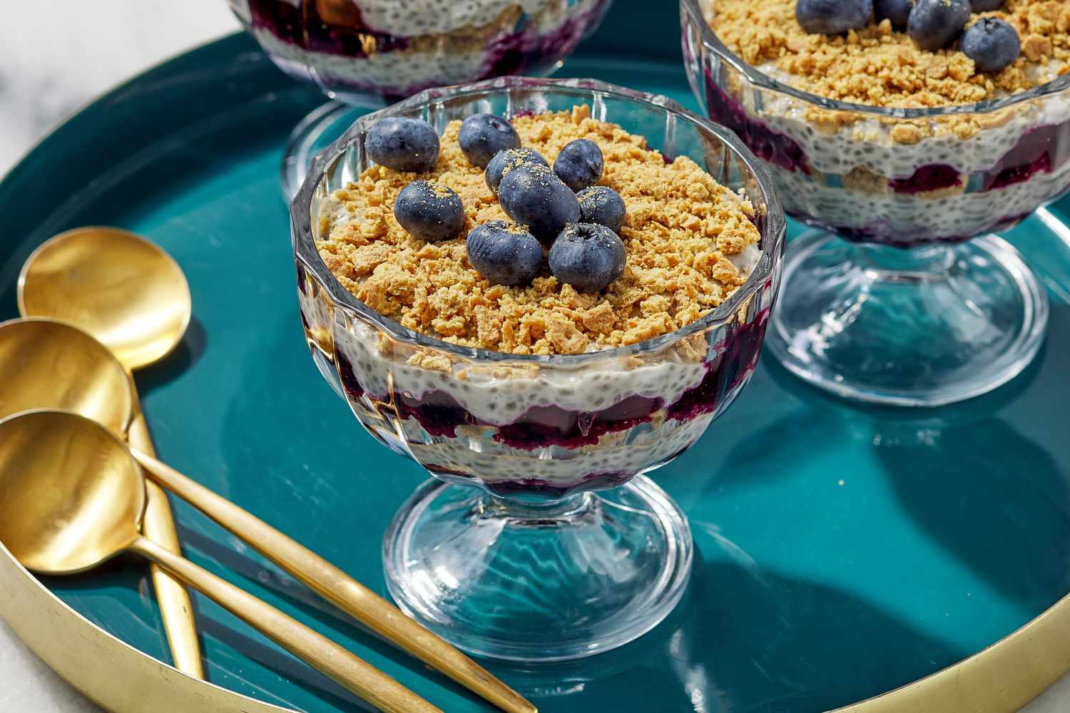 a recipe photo of the Lemon-Blueberry Cheesecake-Chia Pudding