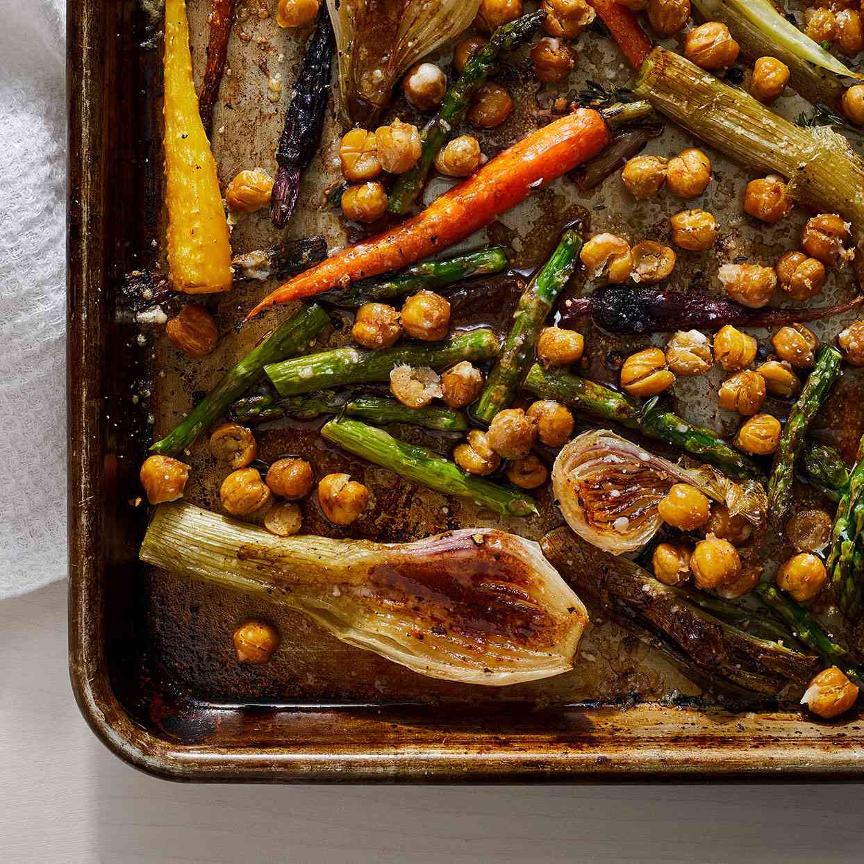 Sheet-Pan Balsamic-Parmesan Roasted Chickpeas & Vegetables