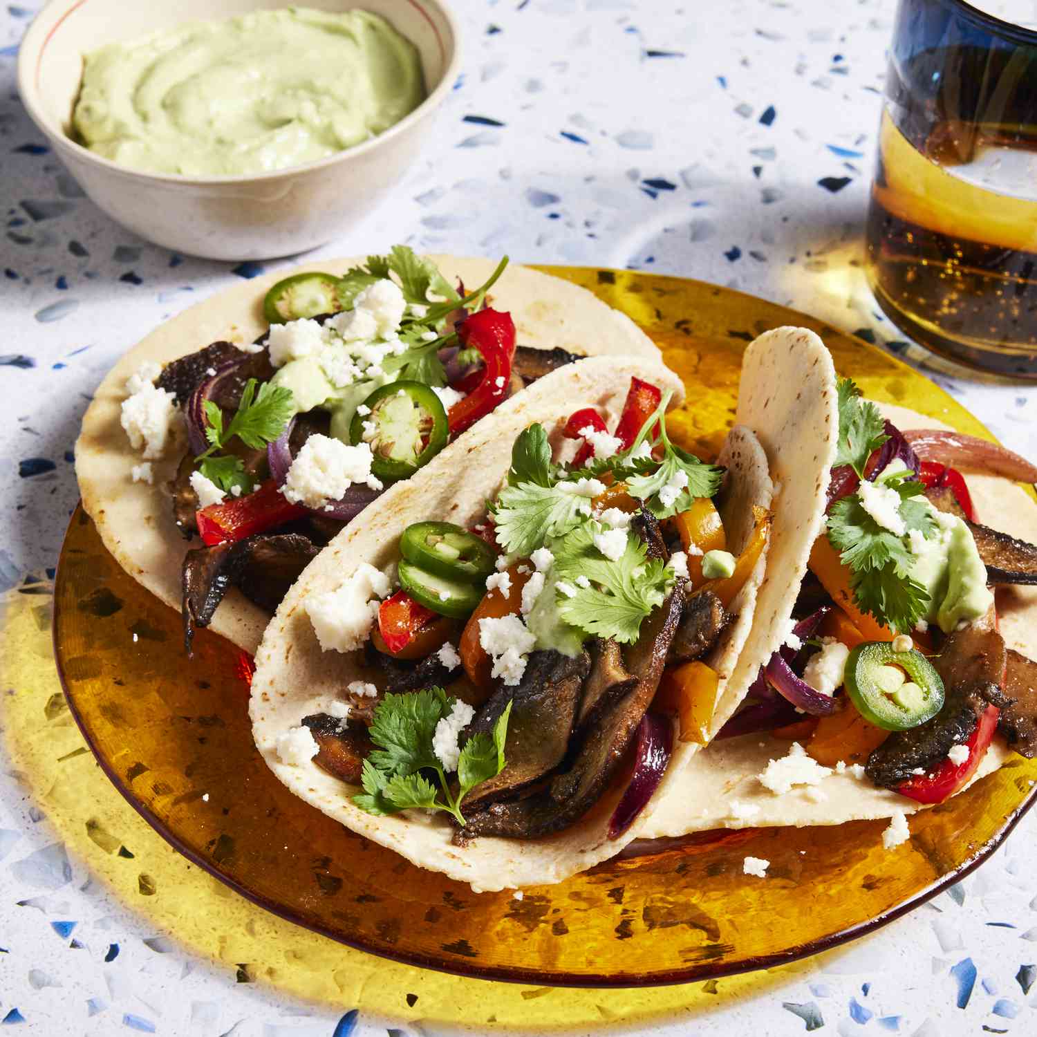 a recipe photo of the Sheet Pan Portobello Fajitas served on a plate