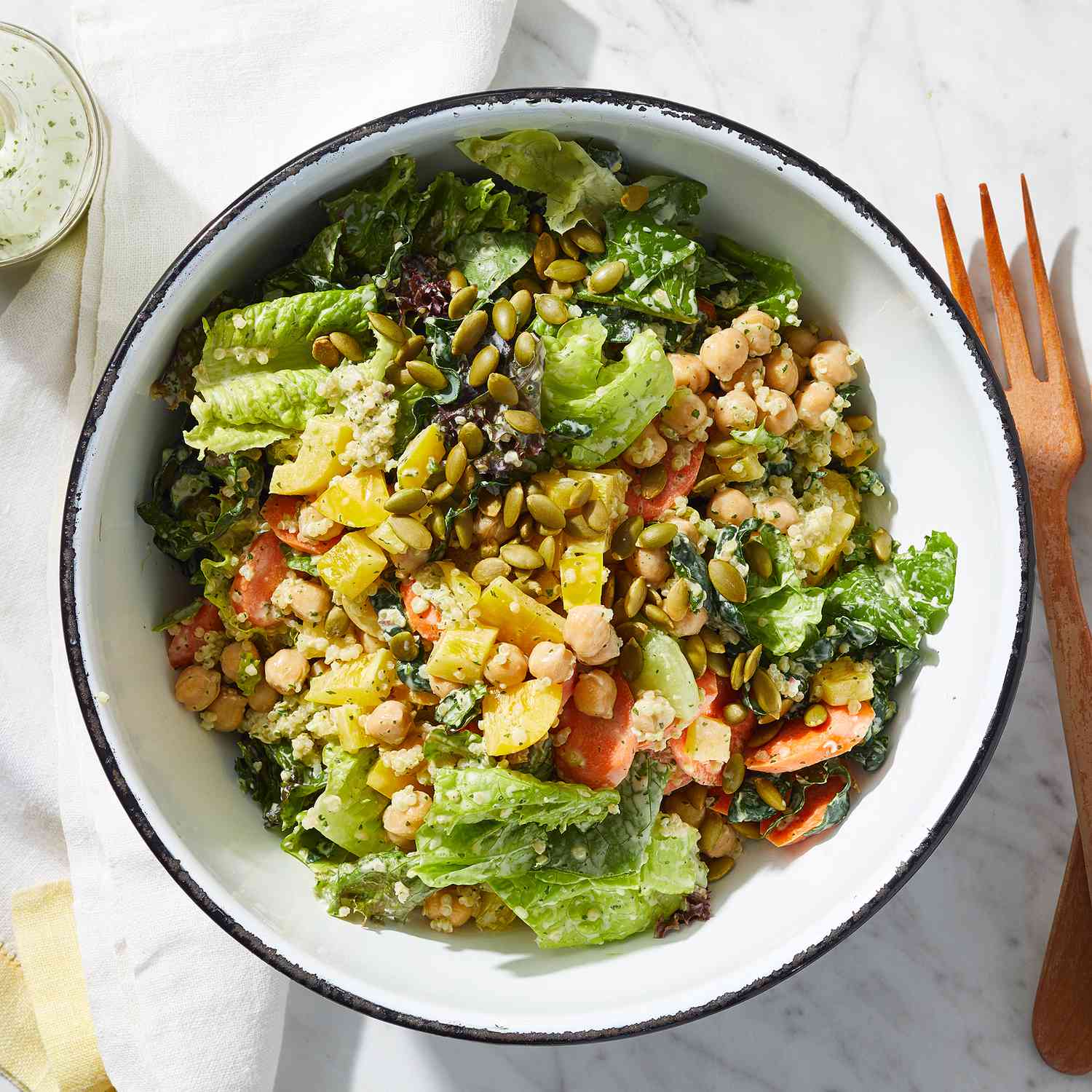 Vegetarian Chopped Power Salad with Creamy Cilantro Dressing